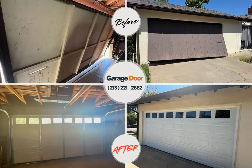 Before and after: garage door repair West Yarmouth, MA